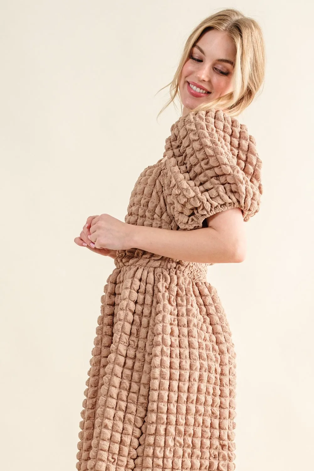 🌟 And The Why Full Size Square Neck Puff Sleeve Dress 🌟