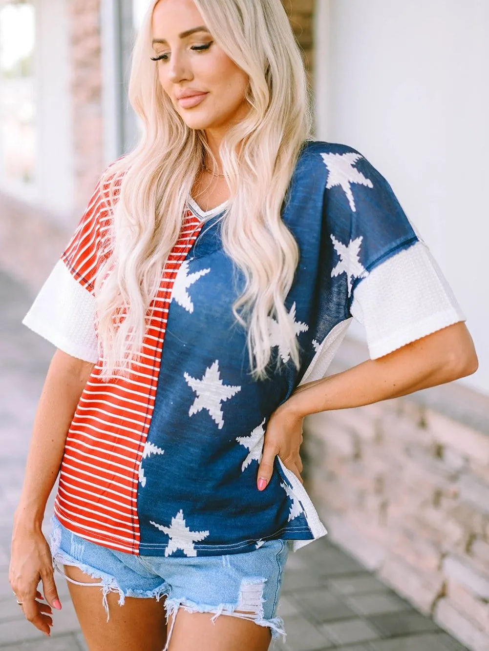 American Flag V-Neck T-Shirt