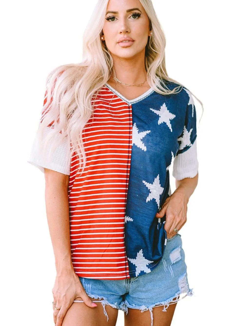 American Flag V-Neck T-Shirt