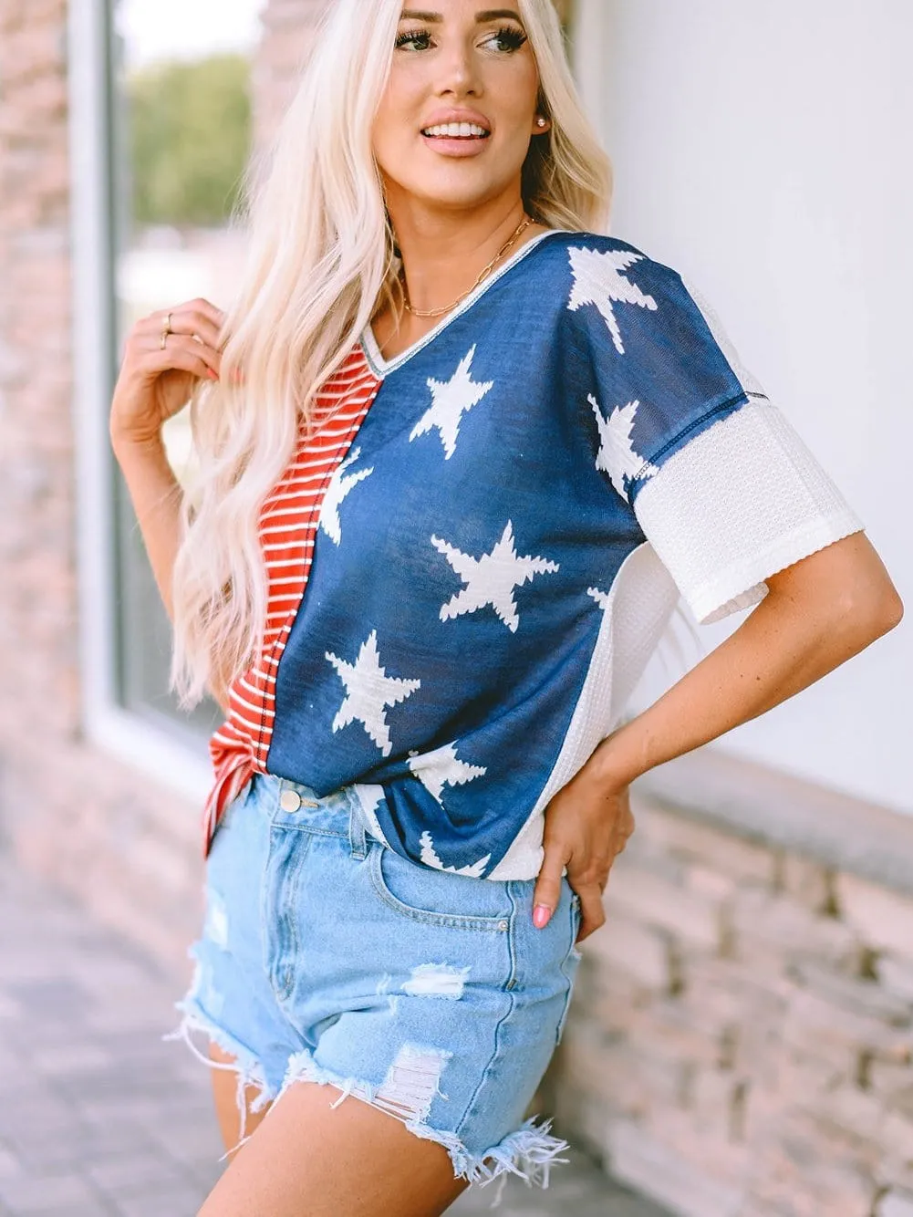 American Flag V-Neck T-Shirt