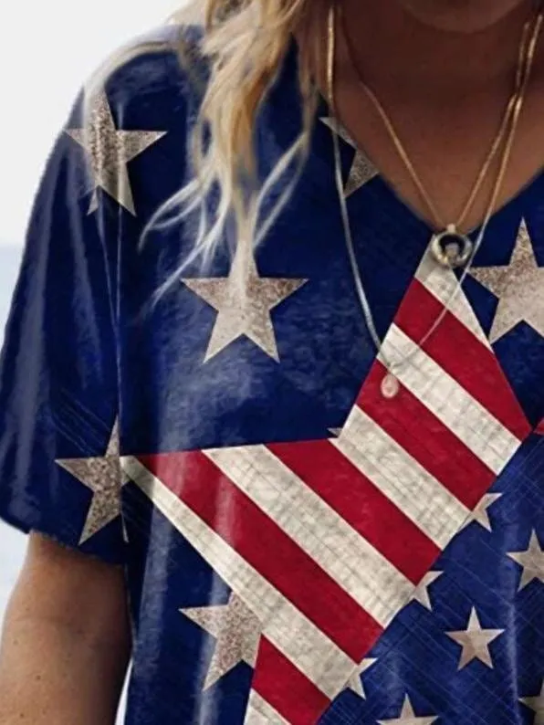 American Flag V-Neck T-Shirt