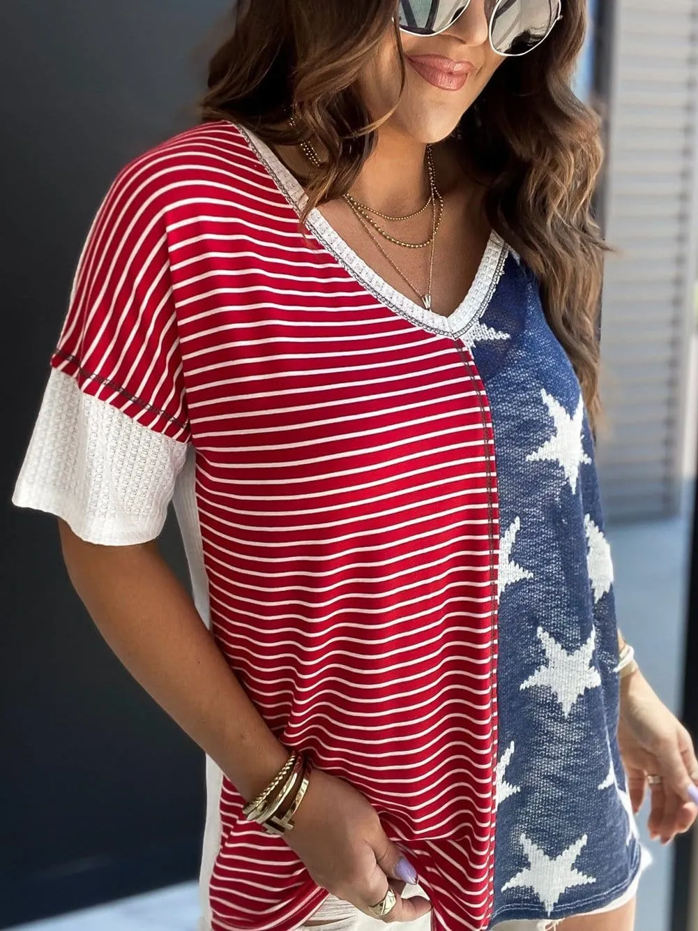American Flag V-Neck T-Shirt
