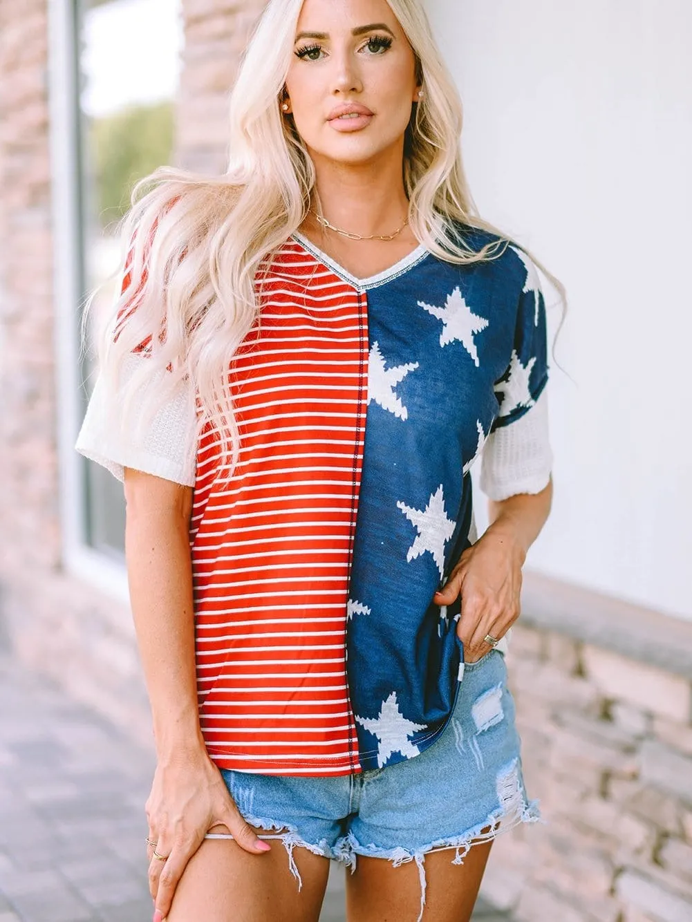American Flag V-Neck T-Shirt