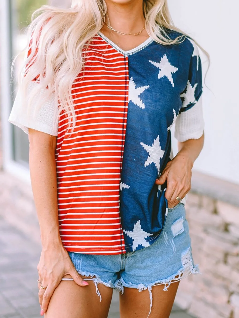 American Flag V-Neck T-Shirt