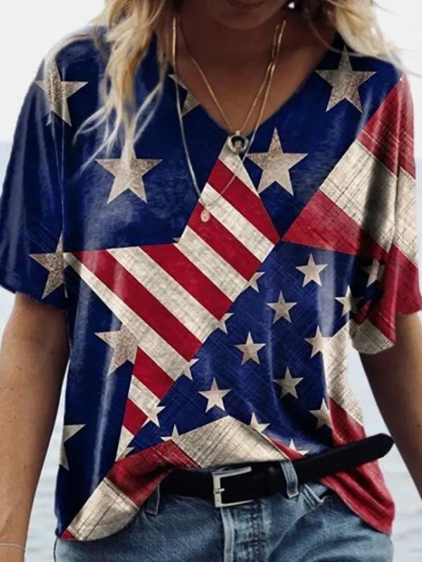 American Flag V-Neck T-Shirt