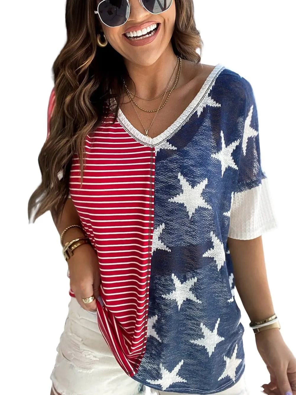 American Flag V-Neck T-Shirt