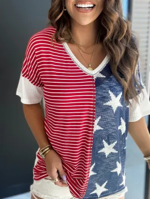 American Flag V-Neck T-Shirt