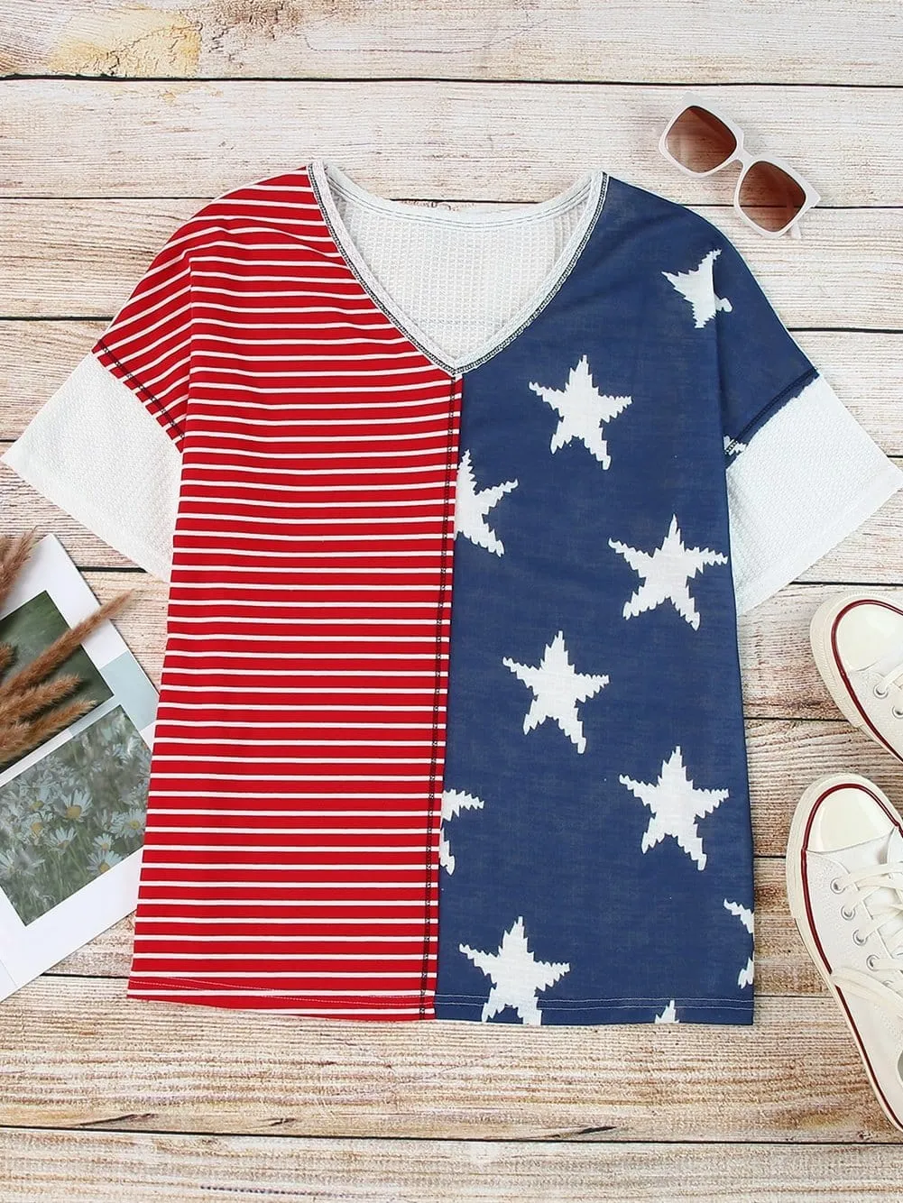 American Flag V-Neck T-Shirt