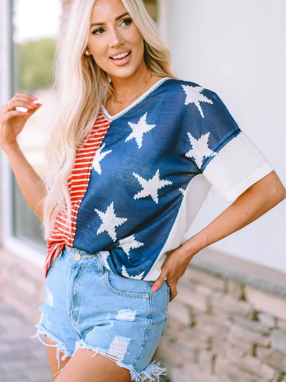 American Flag V-Neck T-Shirt
