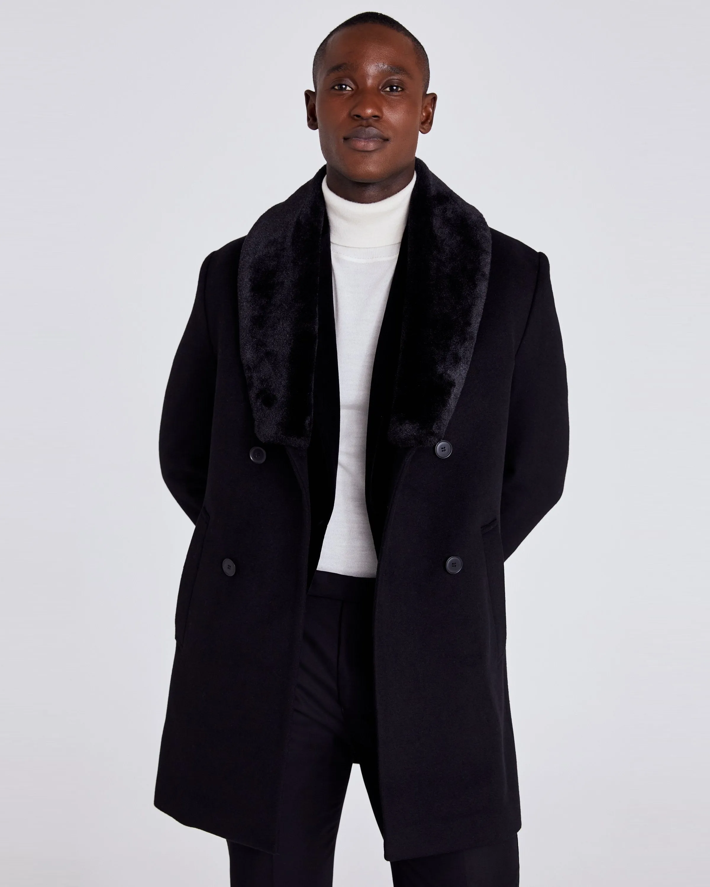 Black Fur Collar Epsom