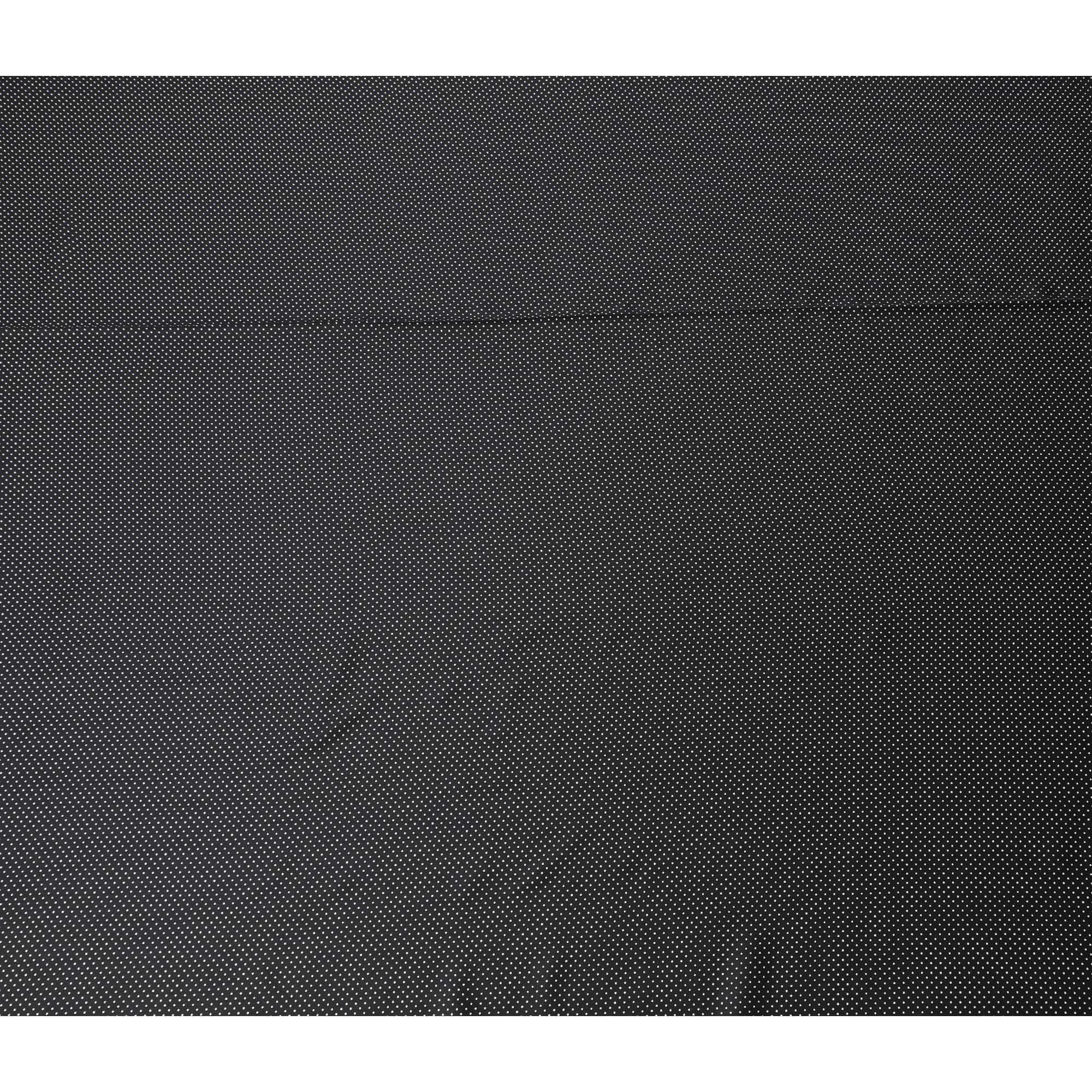 Black Italian viscose crepe fabric with white print in Polka dot design-D7065