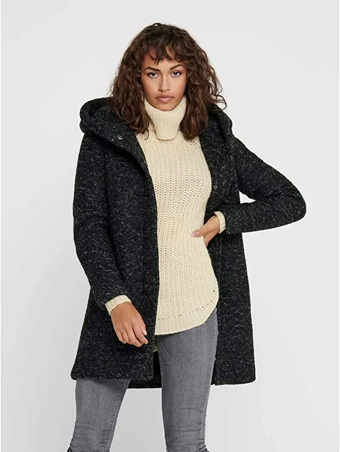 Black Ladies Onlsedona Boucle Wool Coat OTW Noos - ONLY