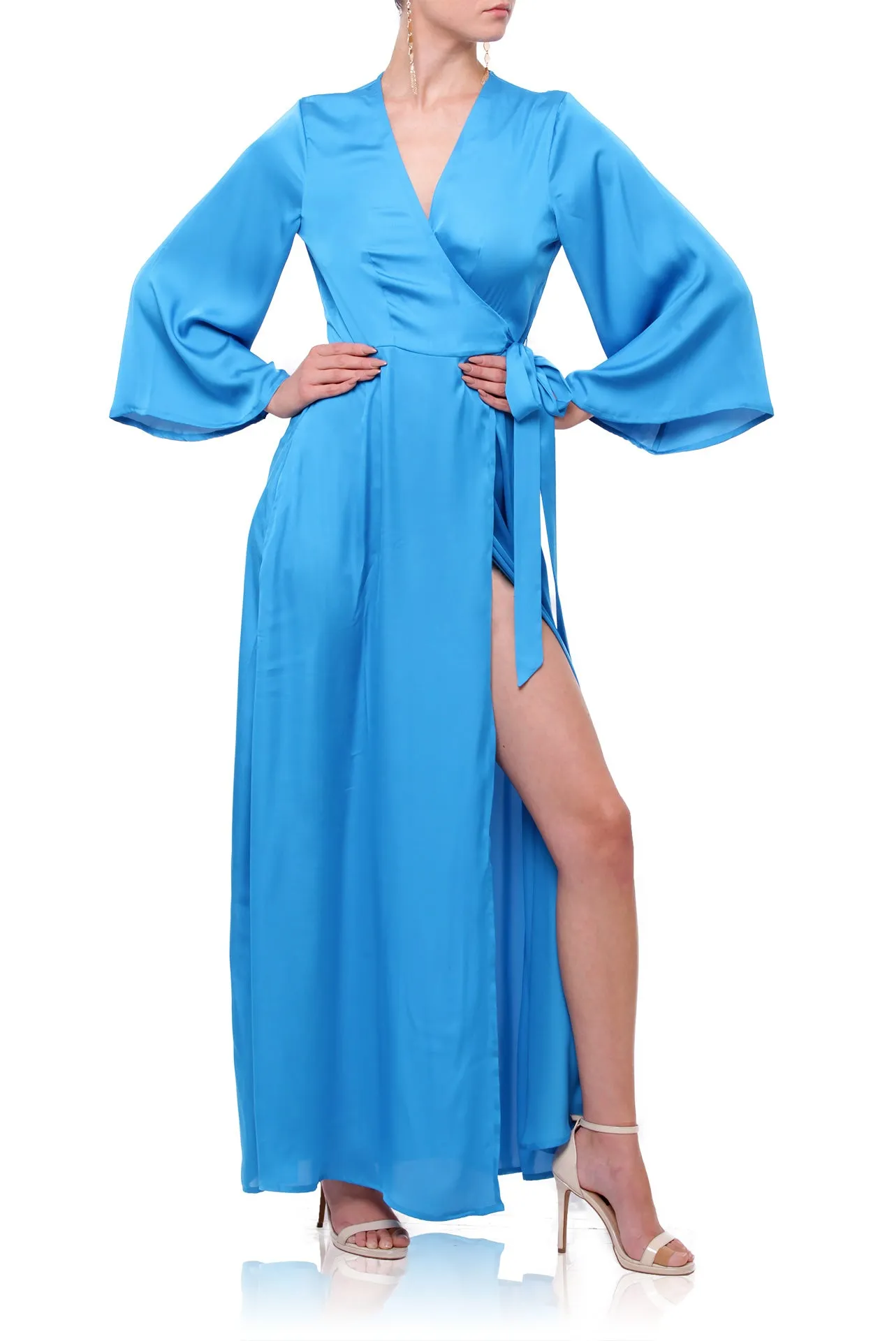 Blue Maxi Wrap Dress