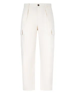 Brunello Cucinelli New Men’s Cotton Cargo Pants Off White