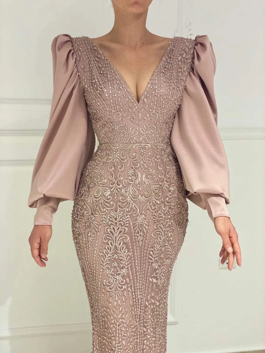 Crepe Pink Evening Dress