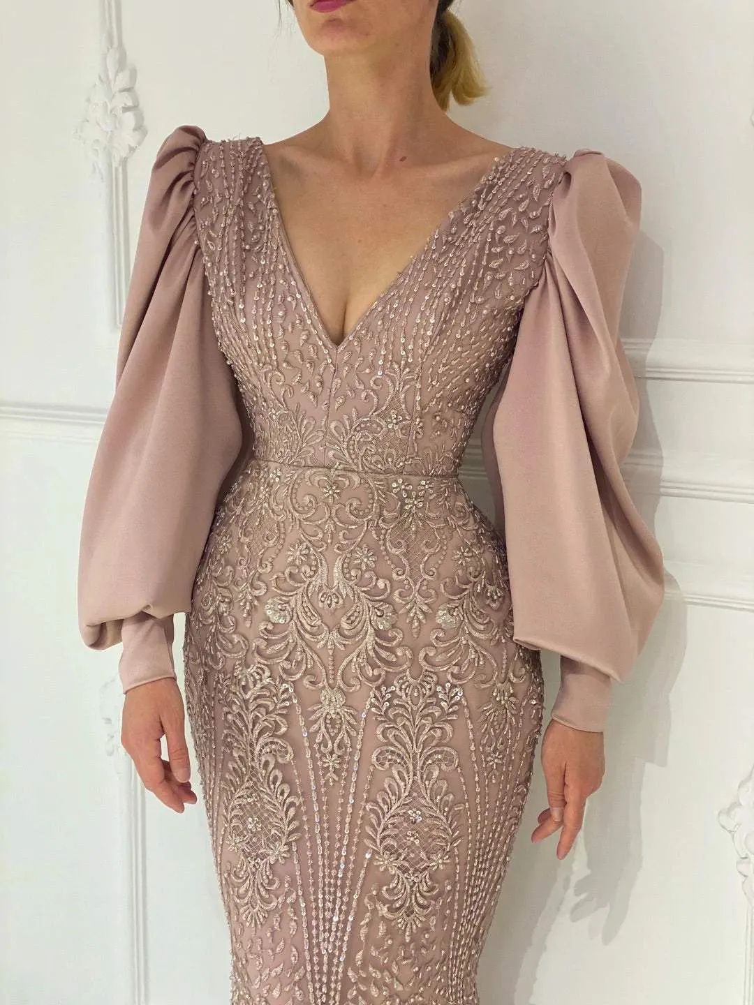Crepe Pink Evening Dress