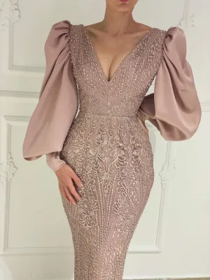 Crepe Pink Evening Dress