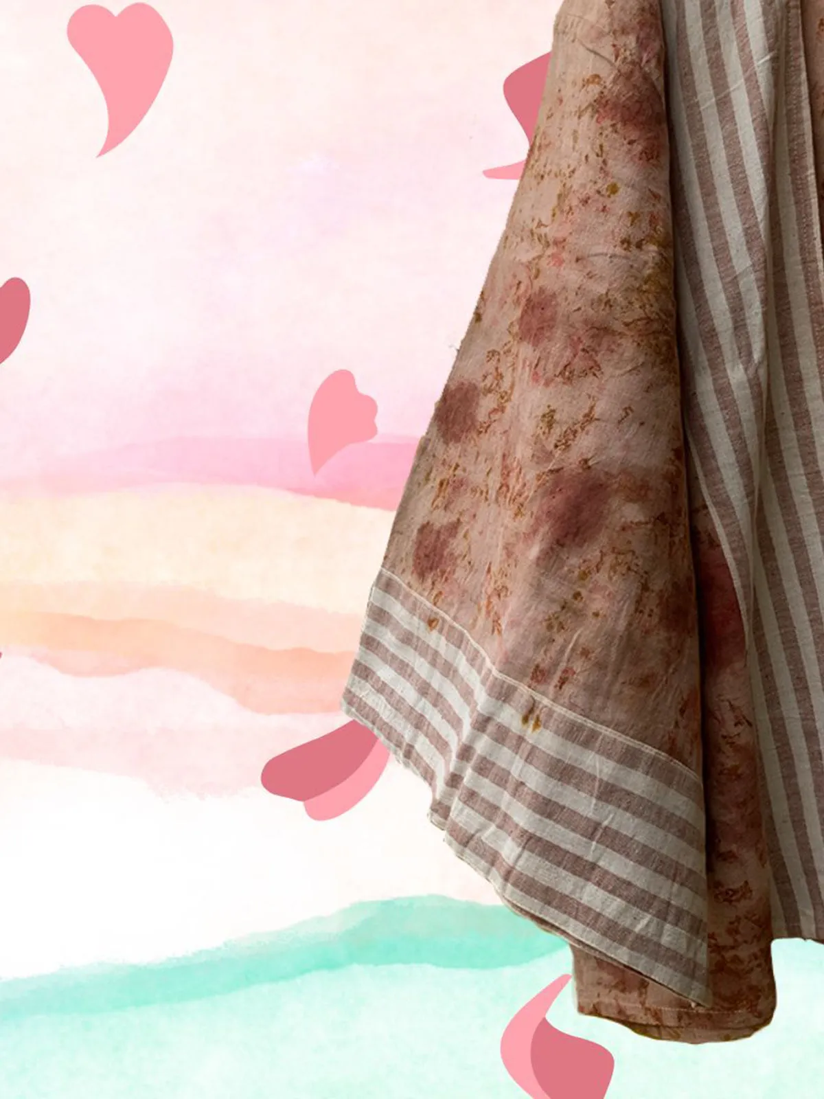 Ecoprinted Handwoven Breezy Jacket Pink & Brown