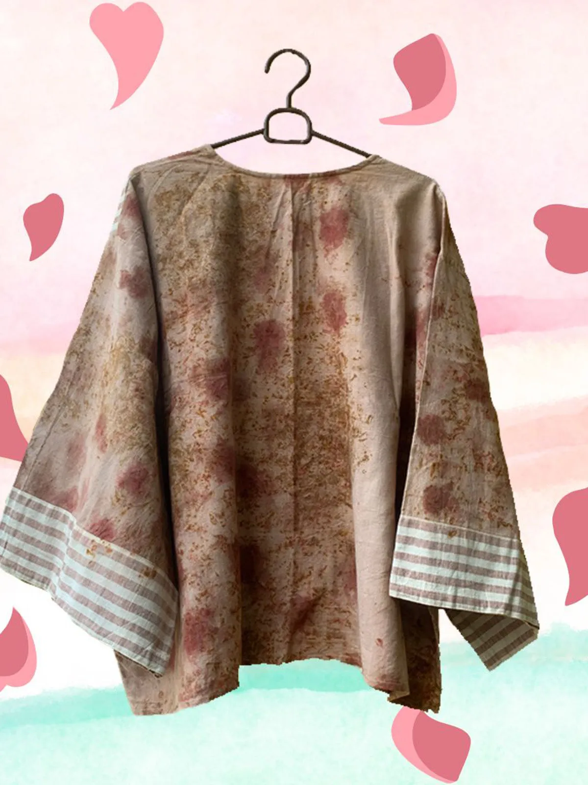 Ecoprinted Handwoven Breezy Jacket Pink & Brown