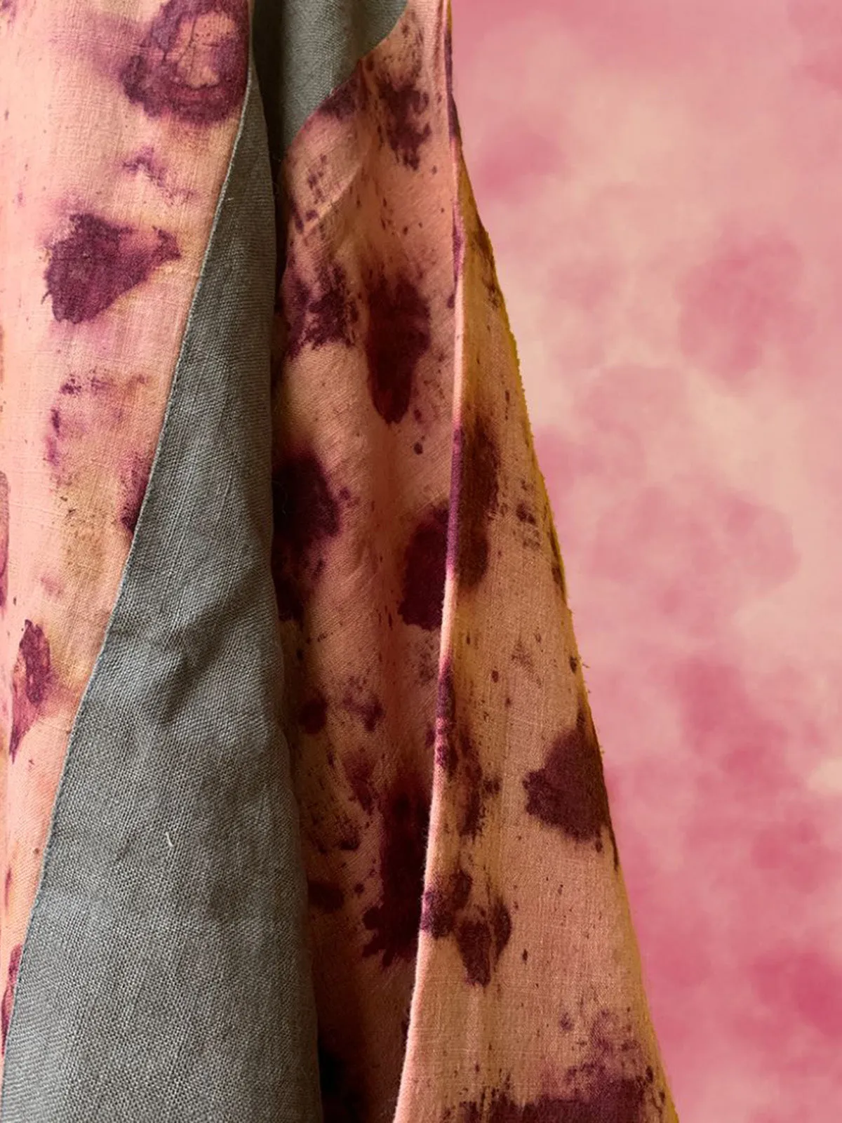 Ecoprinted Handwoven Breezy Jacket Pink & Grey
