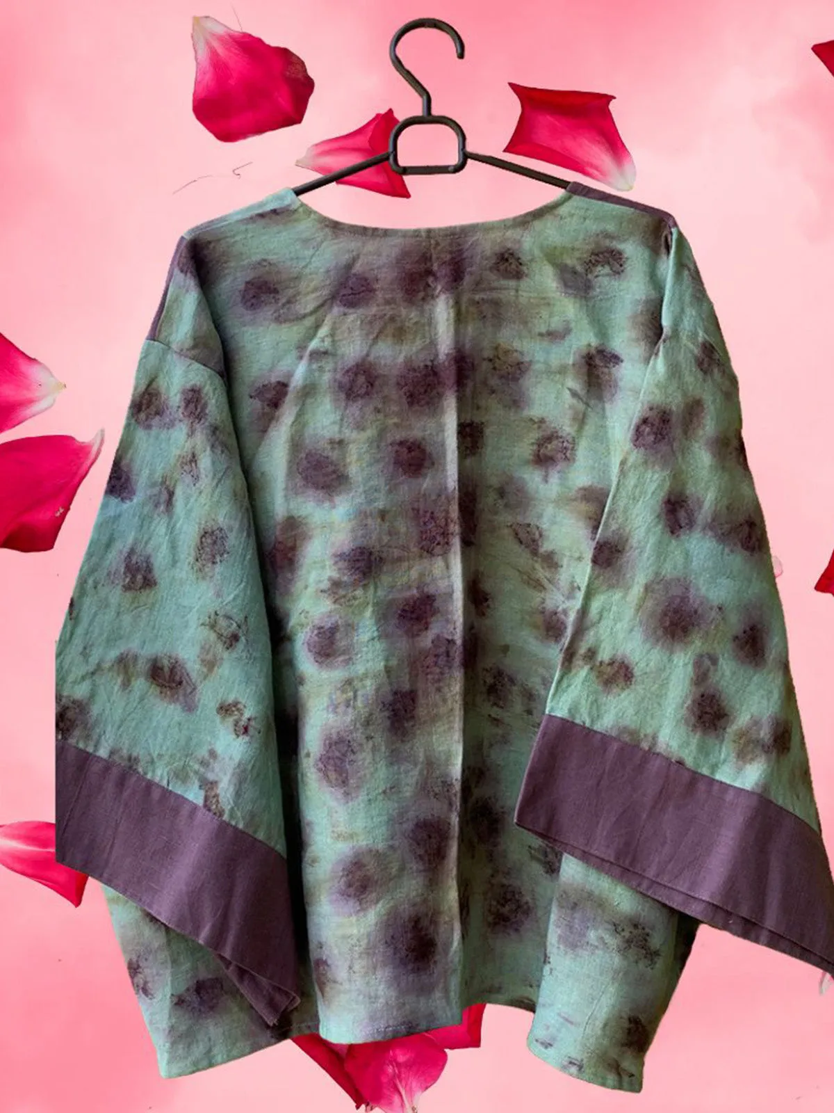 Ecoprinted Handwoven Breezy Jacket Purple