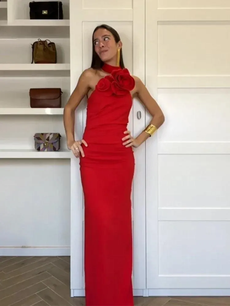 Elegant Floral Maxi Dress: Stylish Backless Gown - Chic & Versatile