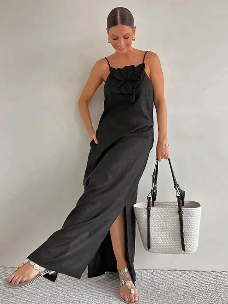 Elegant Floral Maxi Dress: Stylish Backless Gown - Chic & Versatile