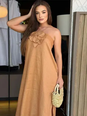 Elegant Floral Maxi Dress: Stylish Backless Gown - Chic & Versatile