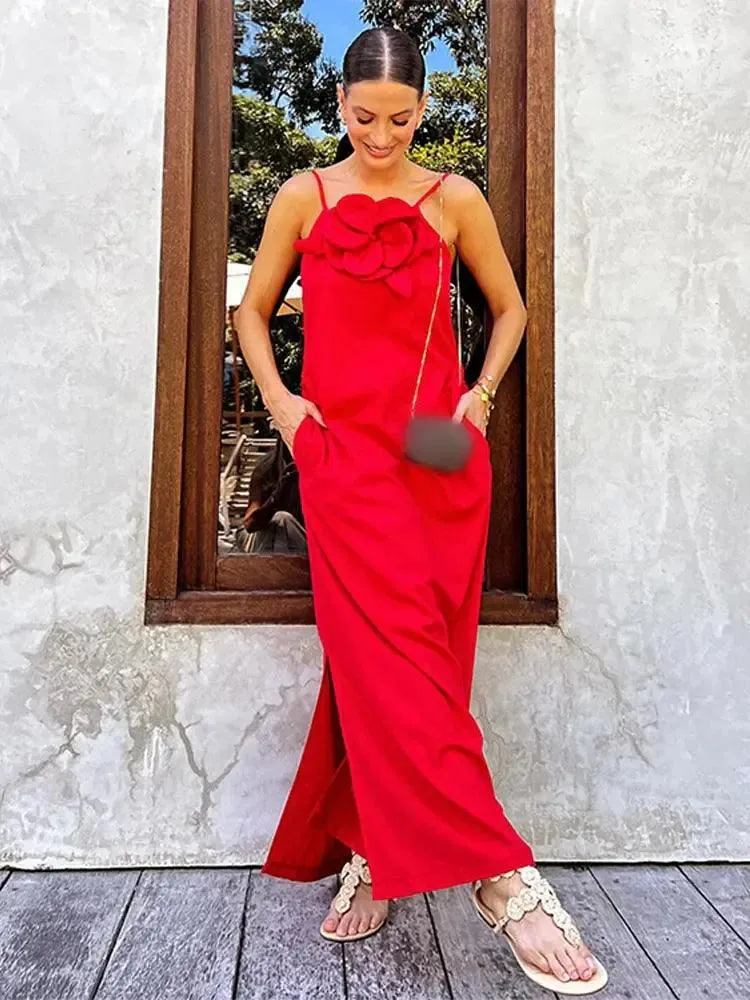 Elegant Floral Maxi Dress: Stylish Backless Gown - Chic & Versatile