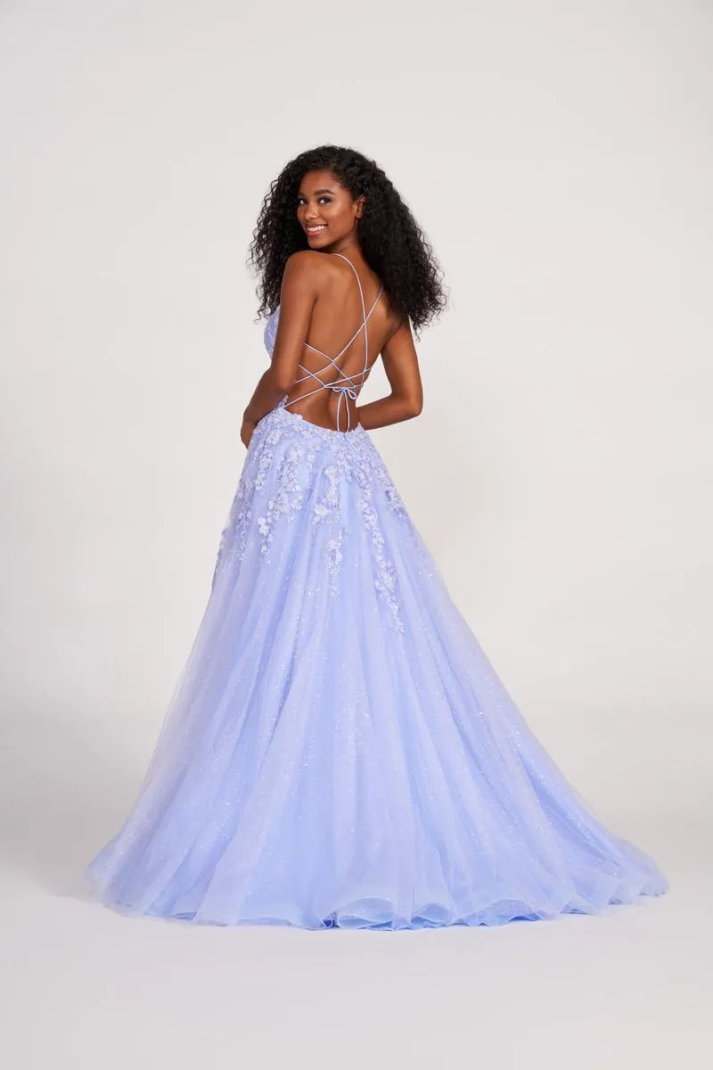 Ellie Wilde Long Floral Lace Prom Dress EW34053