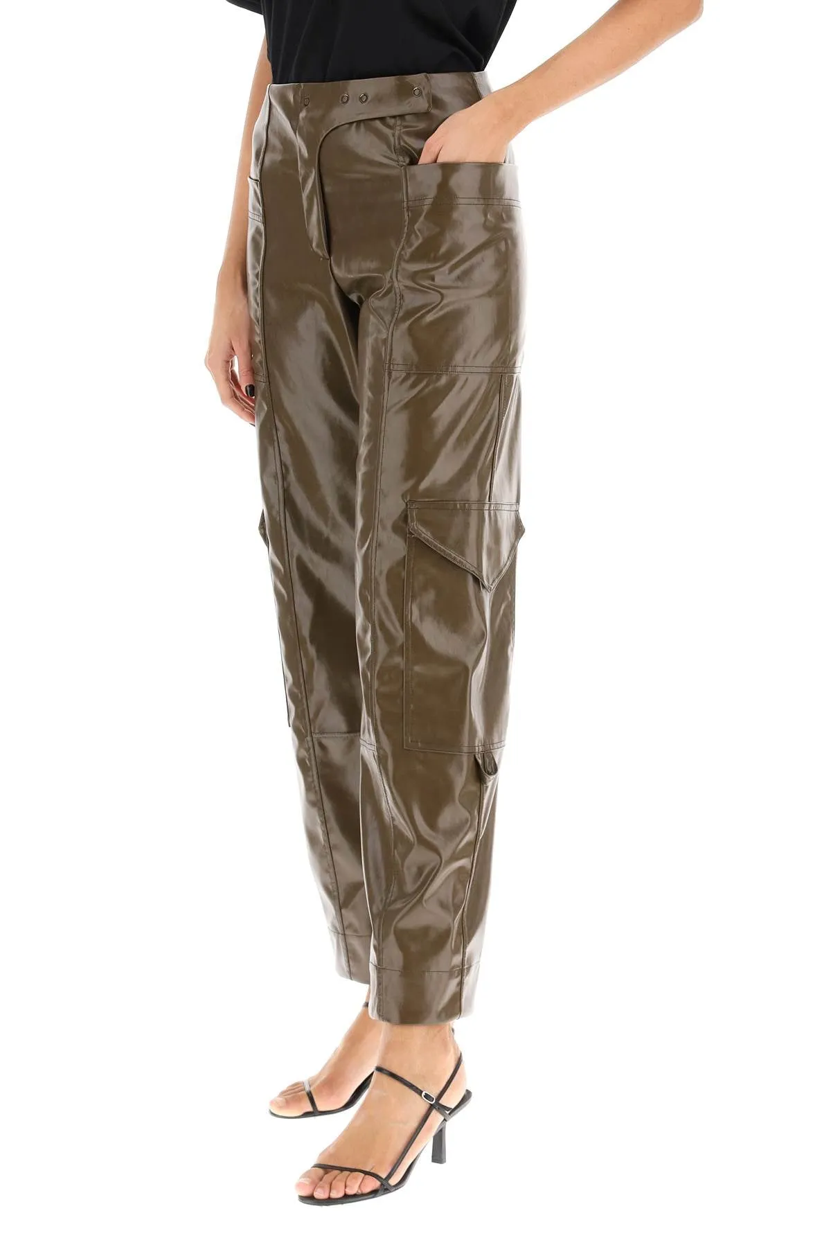 faux leather cargo pants