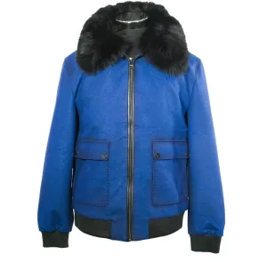 Fur Collar Wool Bomber Coat
