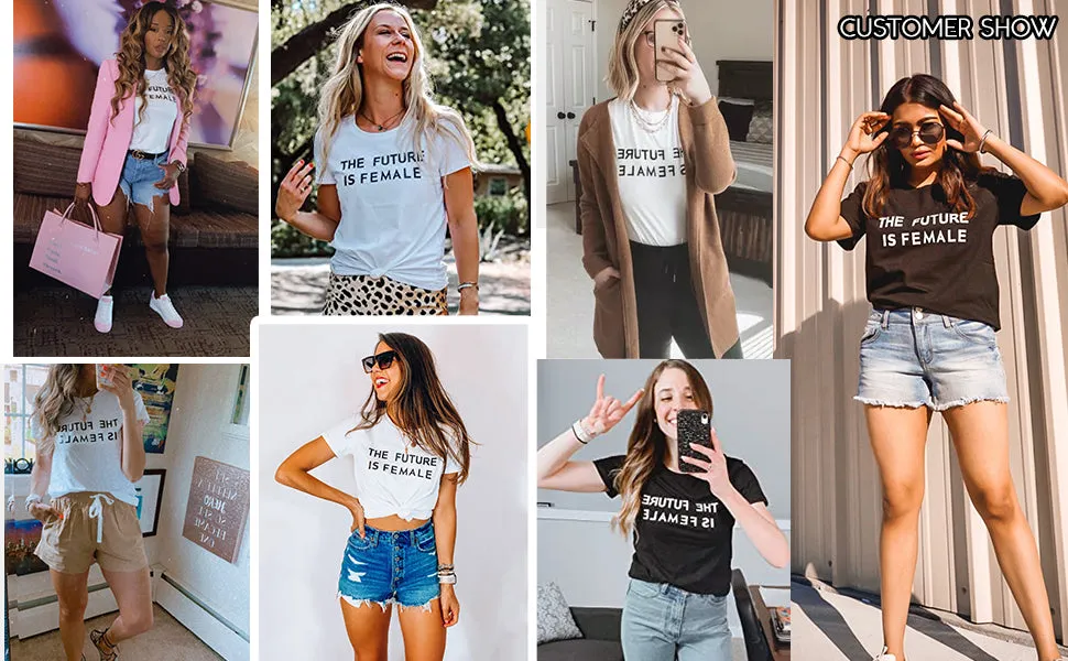 Graphic Tee - #071G7CBF2-B  The Future is Female -Tee Shirt -  Black