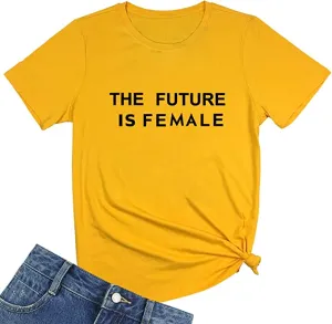 Graphic Tee - #071G7CBF2-Y  The Future is Female - Yellow