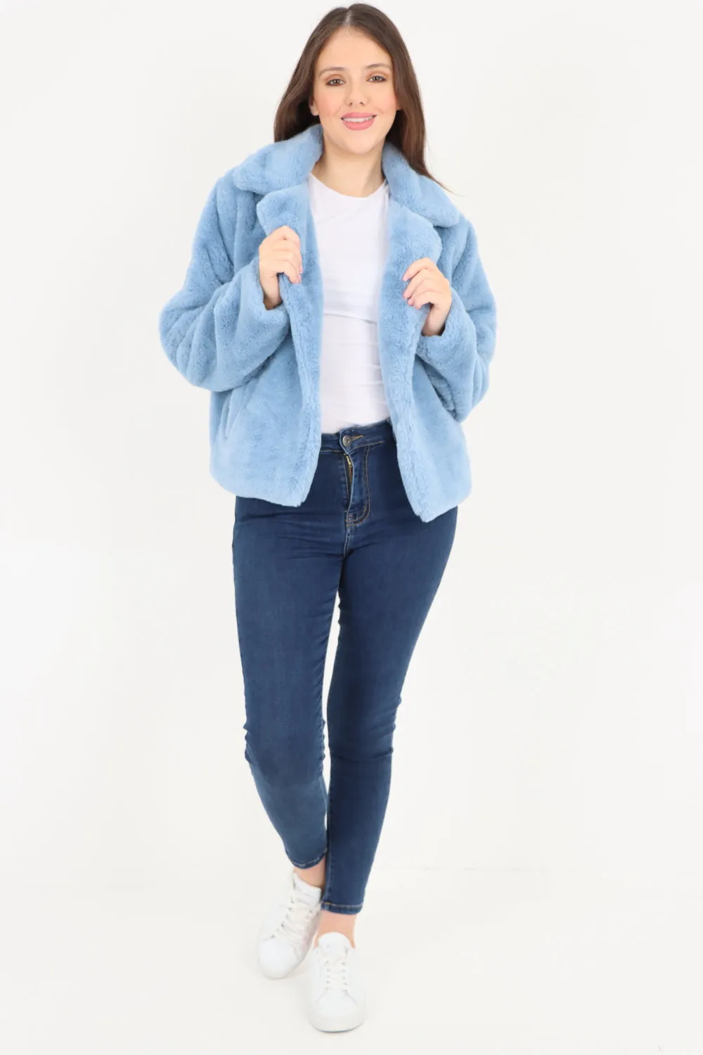 Italian Luxury Faux Fur Longsleeve Short Coat