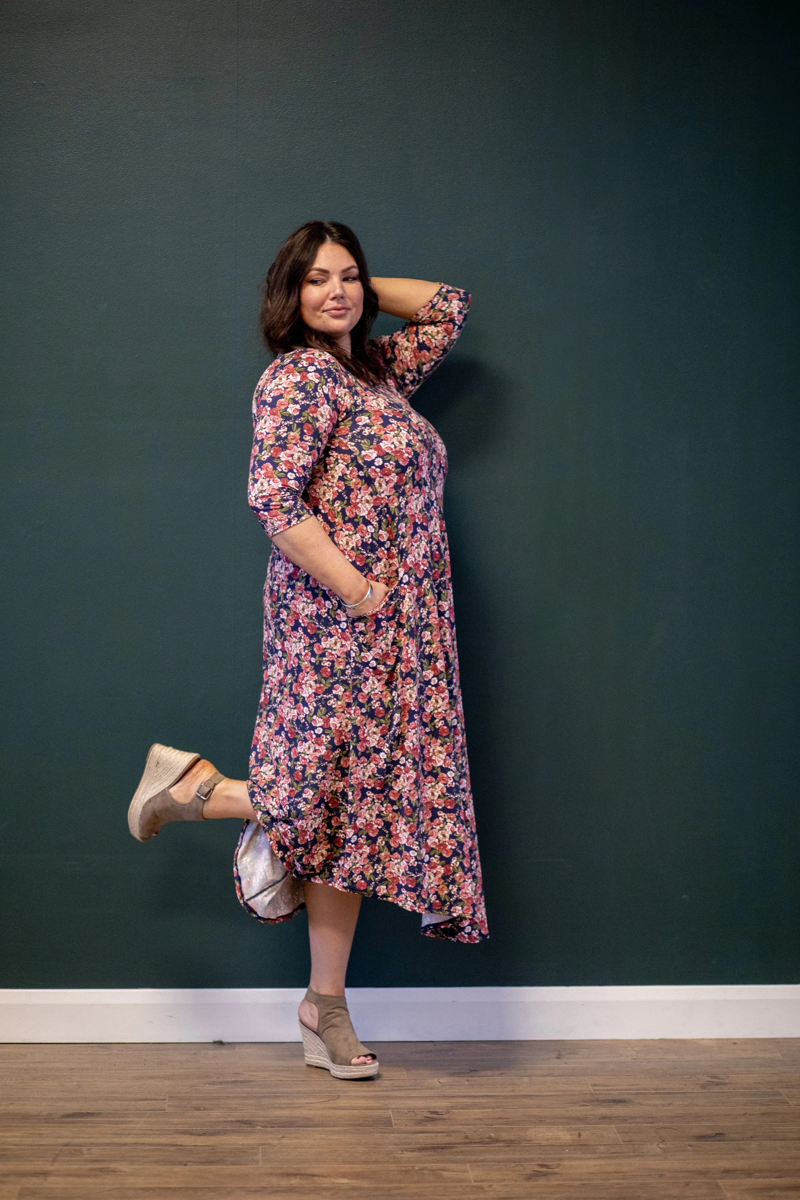 Jessi Dress Navy & Pink Floral
