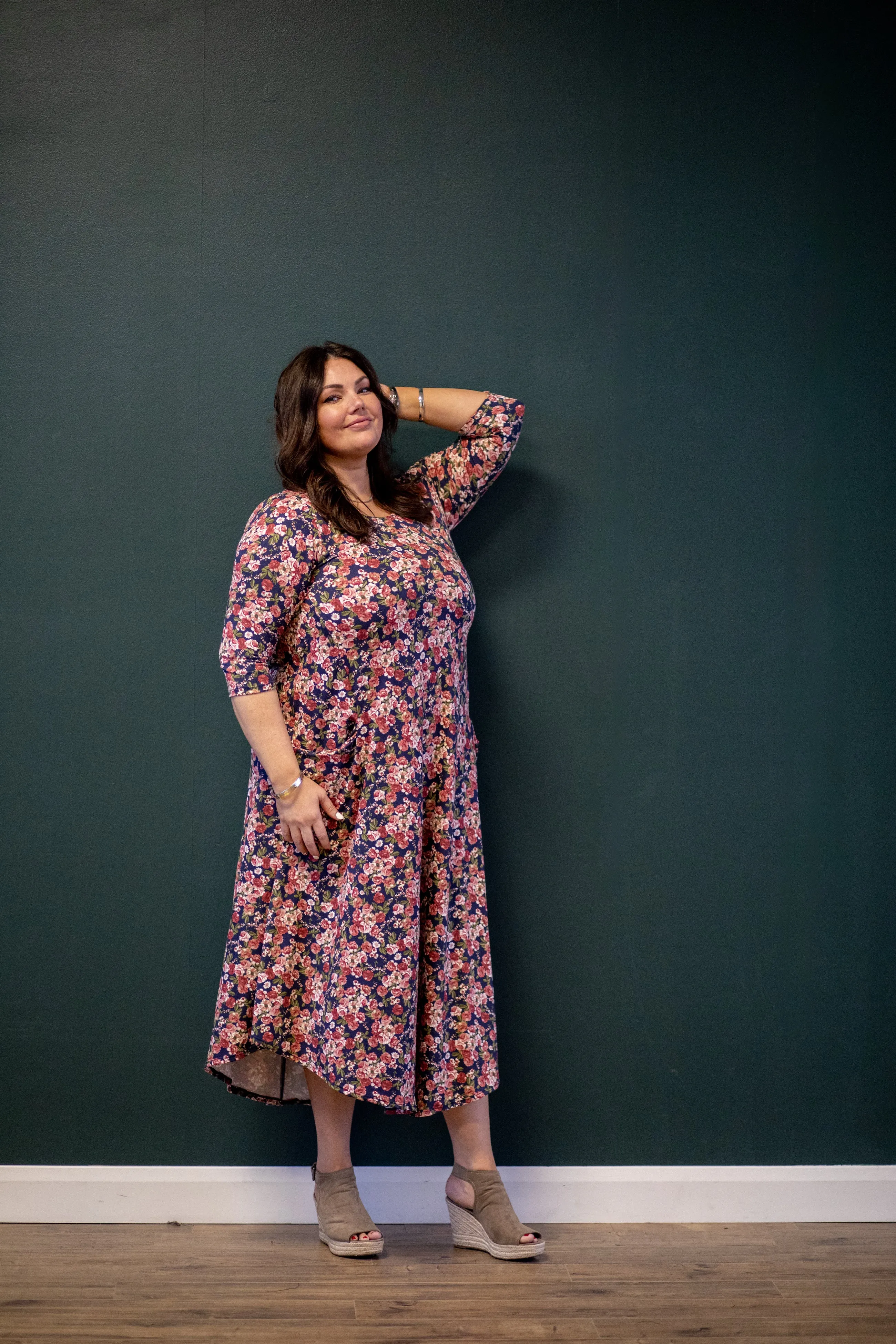 Jessi Dress Navy & Pink Floral