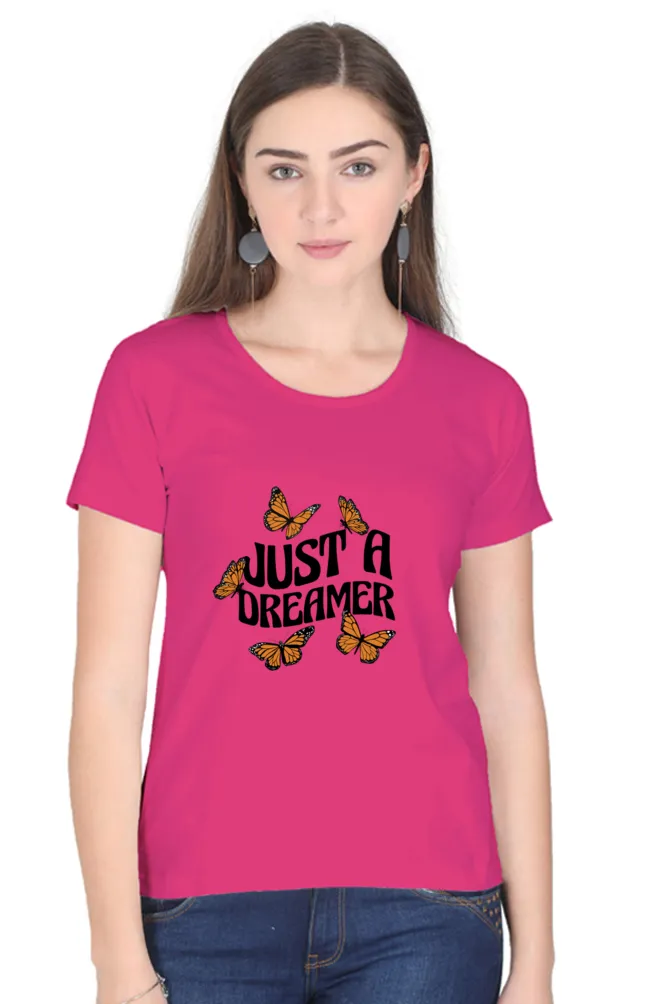 Just A Dreamer Butterflies Printed Scoop Neck T-shirt for women