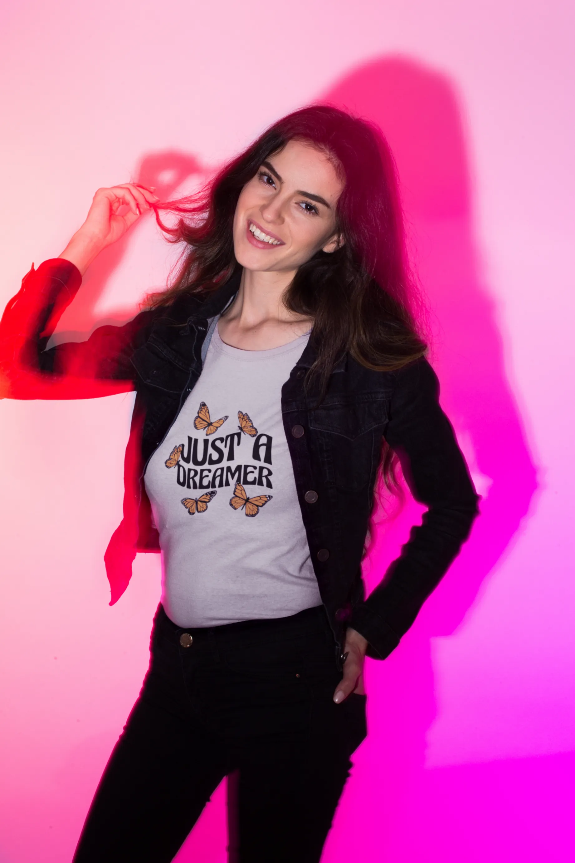Just A Dreamer Butterflies Printed Scoop Neck T-shirt for women