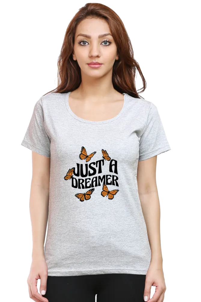 Just A Dreamer Butterflies Printed Scoop Neck T-shirt for women
