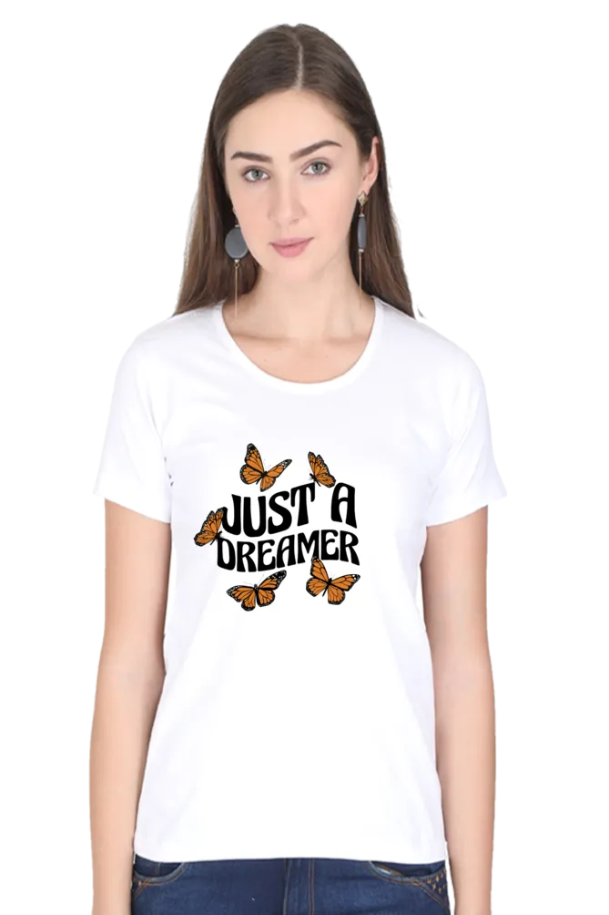 Just A Dreamer Butterflies Printed Scoop Neck T-shirt for women