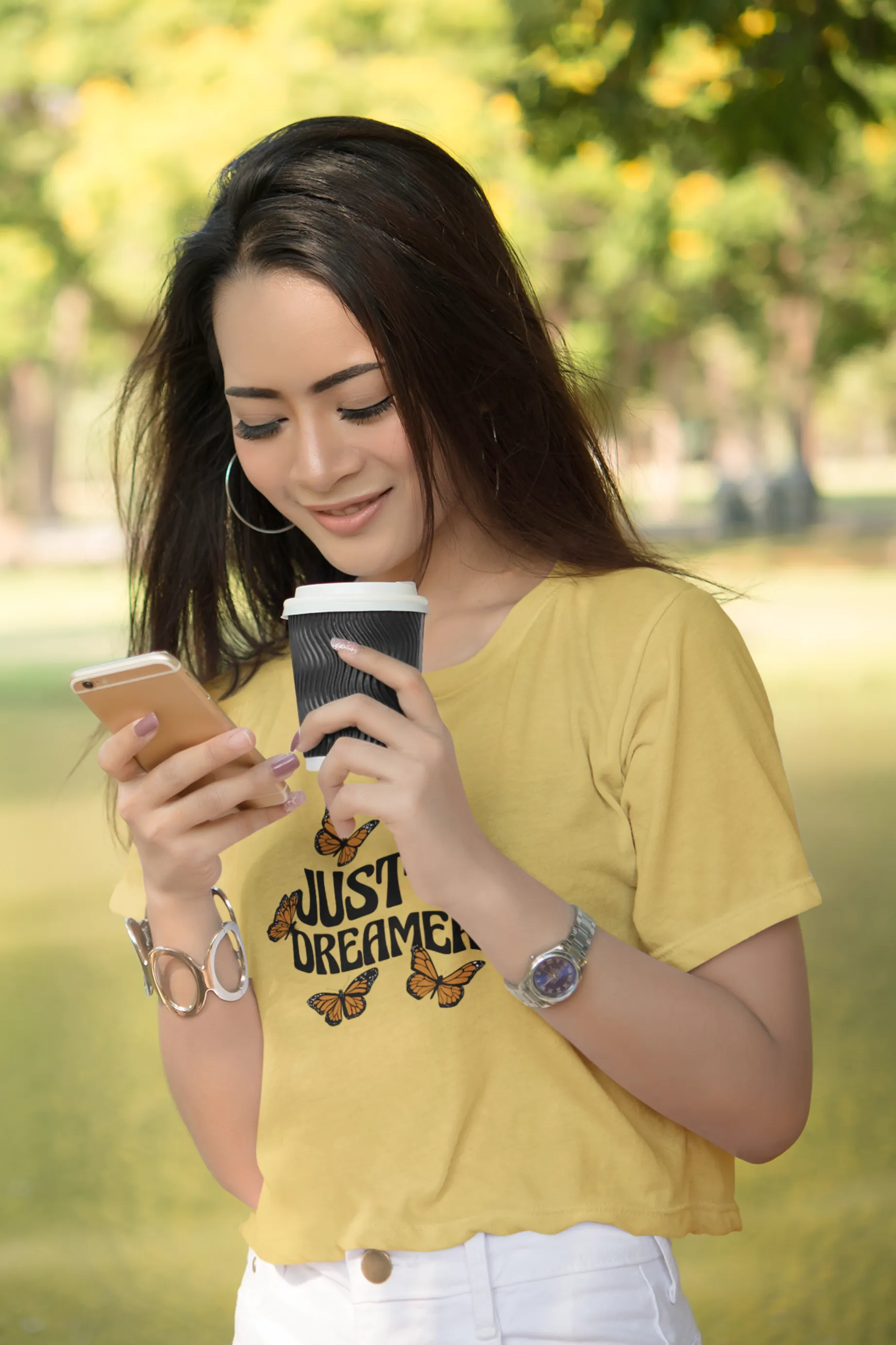 Just A Dreamer Butterflies Printed Scoop Neck T-shirt for women