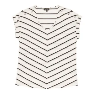 lily morgan Women's Printed V-Neck Grommet Detail Blouse