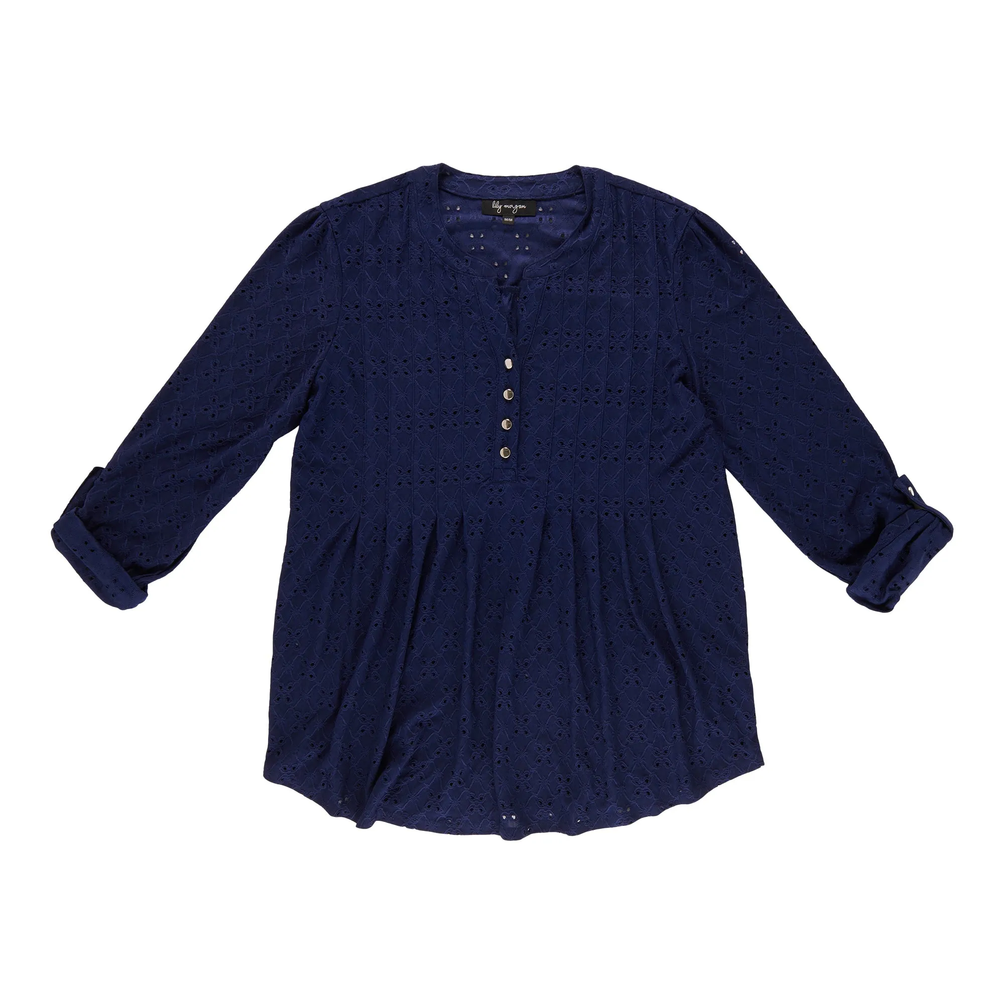 lily morgan Women's Roll Tab Pintuck Top