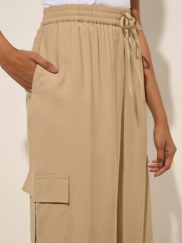LOV Beige High-Rise Cargo Pants