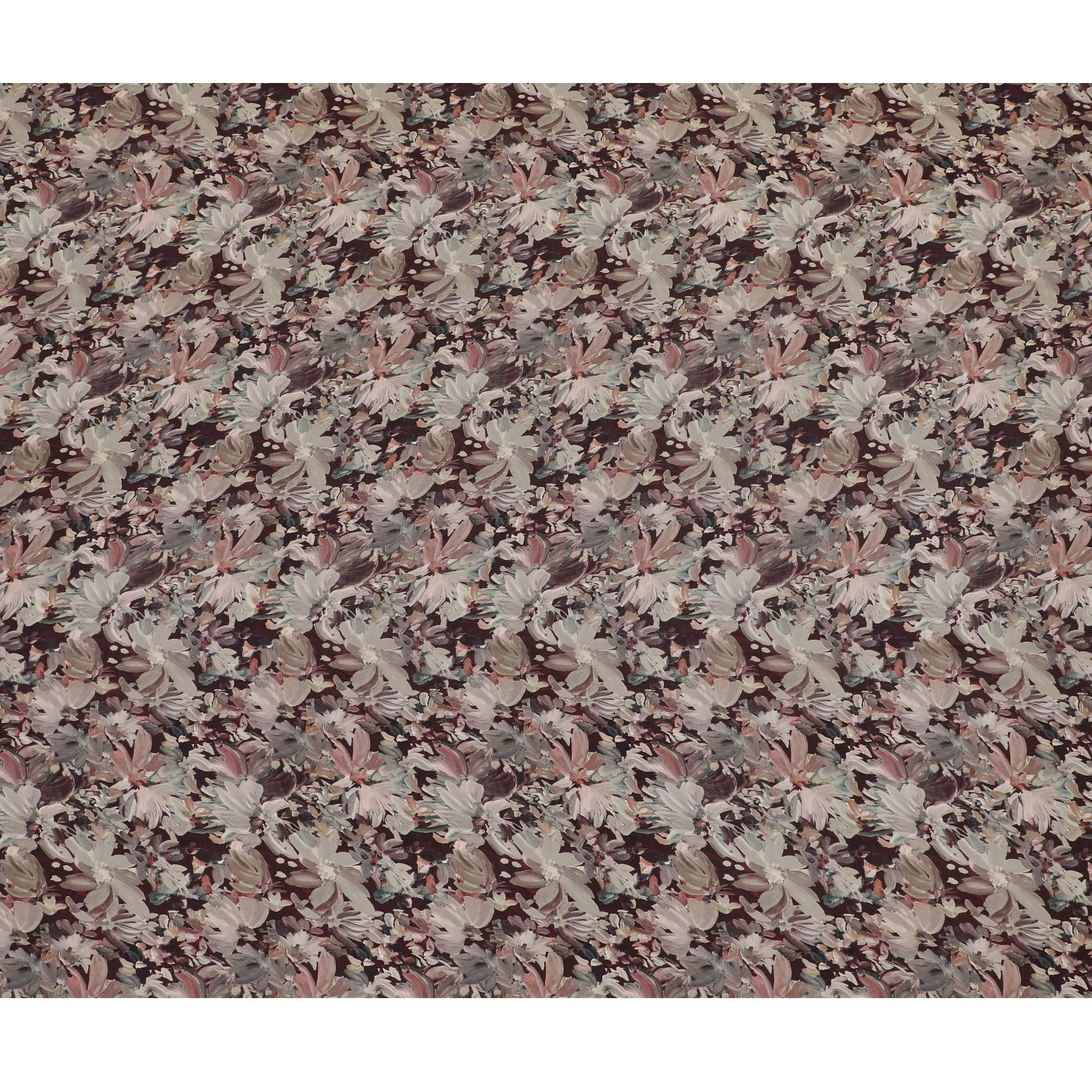 Maroon synthetic crepe fabric with multicolor print in floral design-D16721