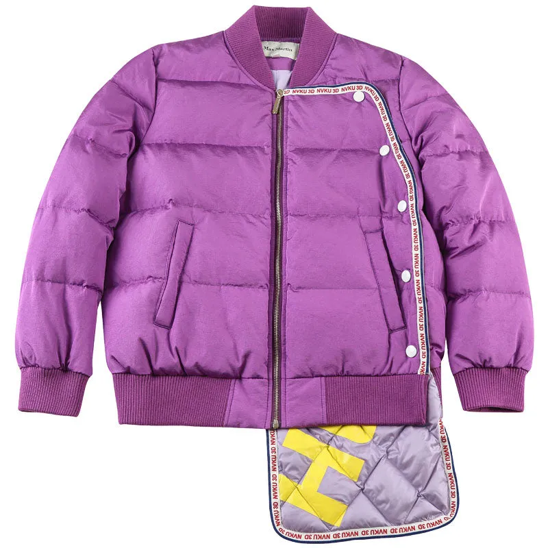 MAXMARTIN LILAC PADDED JACKET WITH PATCH WORK DESIGN M82208R74