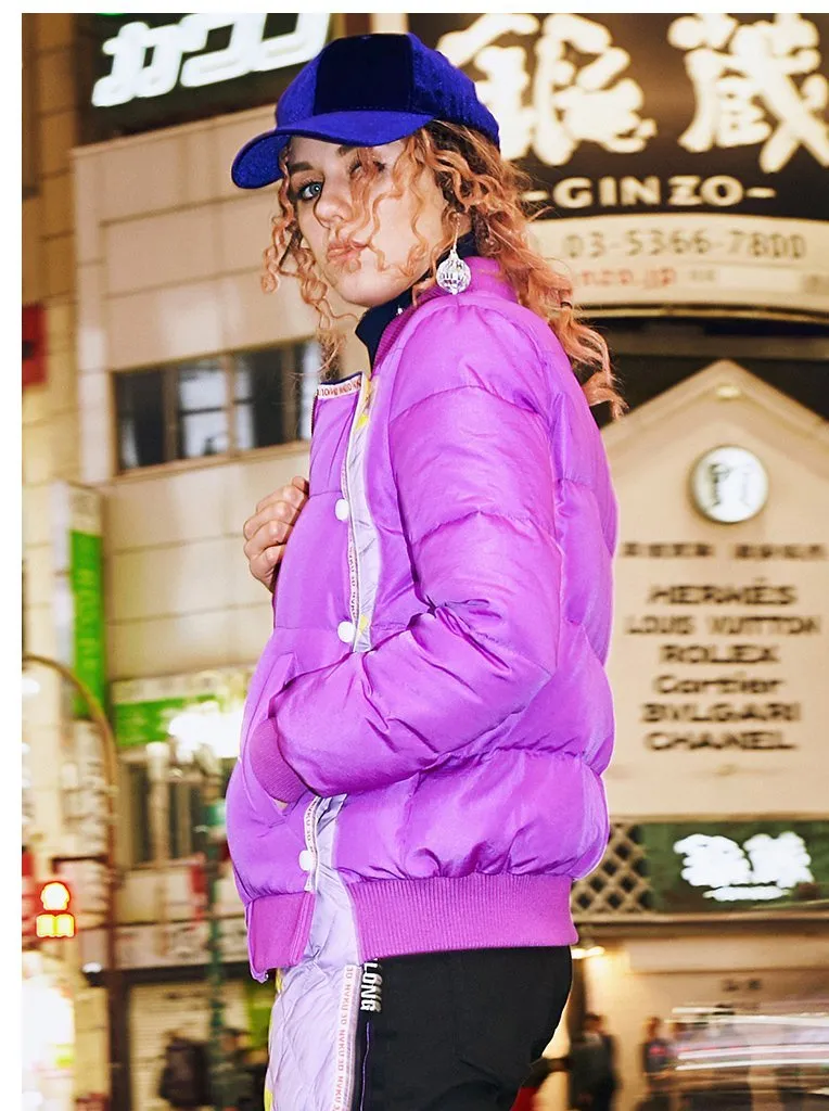 MAXMARTIN LILAC PADDED JACKET WITH PATCH WORK DESIGN M82208R74