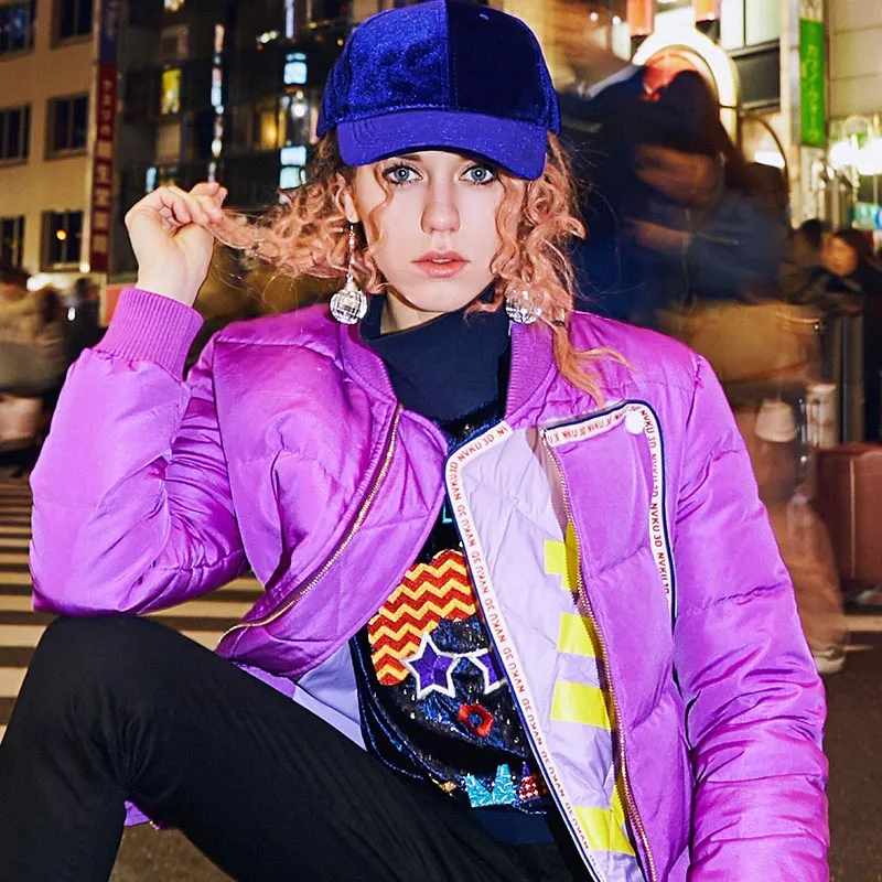 MAXMARTIN LILAC PADDED JACKET WITH PATCH WORK DESIGN M82208R74