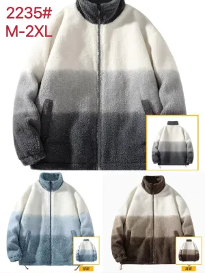Men's gradient color lamb wool jacket coat